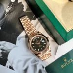 ROLEX Day-date Rose Gold Black Face 41MM Gold 904L Steel 8205 Movement Watch